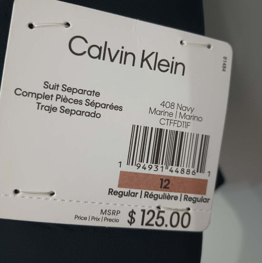 Kids Calvin Klein Boys Navy Blue Suit Jacket 12 - Picture 5 of 7